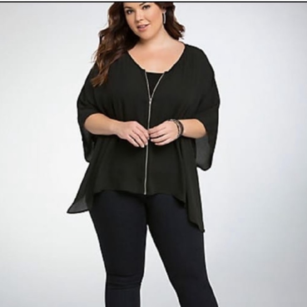Torrid Size 1 black sheer zip up top